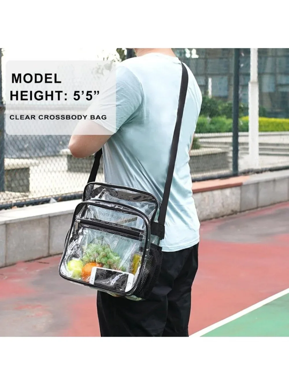 Stadium Approved Clear Crossbody Bag - Adjustable Strap for Concerts & Sports